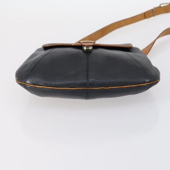 Christian Dior Shoulder Bag Leather Canvas 3 Set Black Beige Auth bs30295