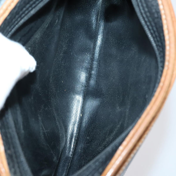 Christian Dior Shoulder Bag Leather Canvas 3 Set Black Beige Auth bs30295