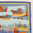 HERMES Carre 90 Scarf Silk ""Mail Coach"" Blue Auth bs30298-3