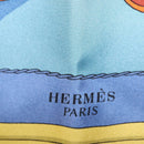 HERMES Carre 90 Scarf Silk ""Mail Coach"" Blue Auth bs30298-6