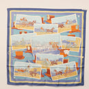 HERMES Carre 90 Scarf Silk ""Mail Coach"" Blue Auth bs30298-8