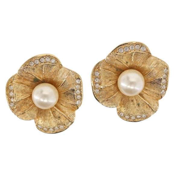 Christian Dior Earring metal Gold Tone Auth bs30300