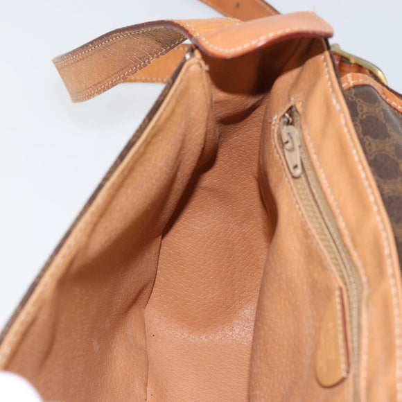 CELINE Macadam Canvas Shoulder Bag PVC Brown Gold Auth bs30306