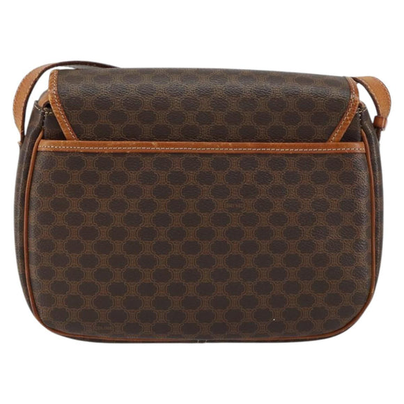 CELINE Macadam Canvas Shoulder Bag PVC Brown Gold Auth bs30306