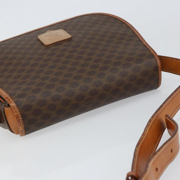 CELINE Macadam Canvas Shoulder Bag PVC Brown Gold Auth bs30306