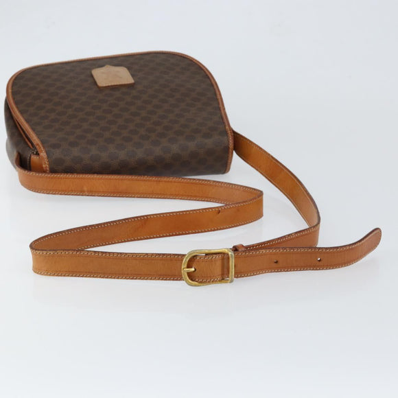 CELINE Macadam Canvas Shoulder Bag PVC Brown Gold Auth bs30306