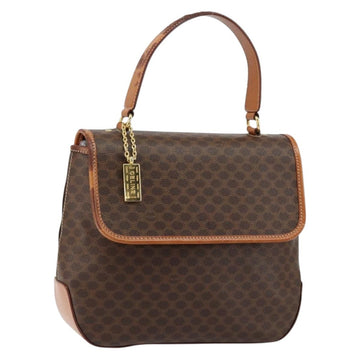 CELINE Macadam Canvas Hand Bag PVC Leather Brown Gold Auth bs30308