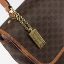 CELINE Macadam Canvas Hand Bag PVC Leather Brown Gold Auth bs30308-14