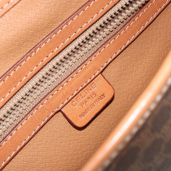 CELINE Macadam Canvas Hand Bag PVC Leather Brown Gold Auth bs30308