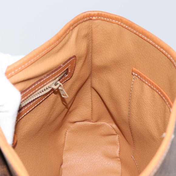 CELINE Macadam Canvas Hand Bag PVC Leather Brown Gold Auth bs30308