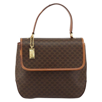 CELINE Macadam Canvas Hand Bag PVC Leather Brown Gold Auth bs30308 - 0