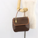 CELINE Macadam Canvas Hand Bag PVC Leather Brown Gold Auth bs30308-23