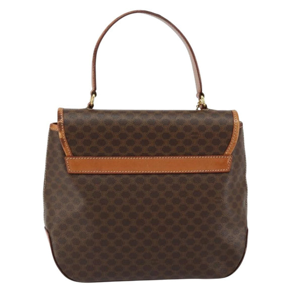 CELINE Macadam Canvas Hand Bag PVC Leather Brown Gold Auth bs30308