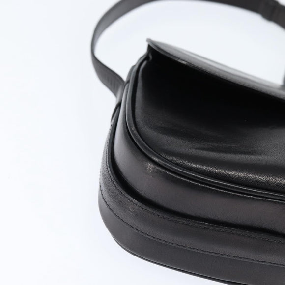 CELINE Shoulder Bag Leather Black Gold Auth bs30310