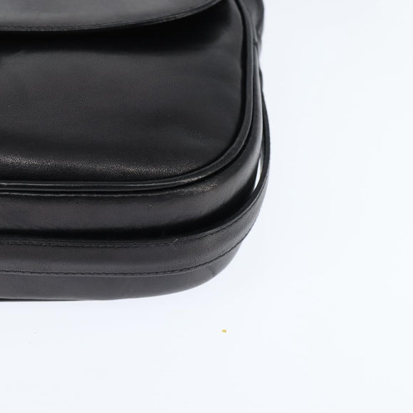 CELINE Shoulder Bag Leather Black Gold Auth bs30310