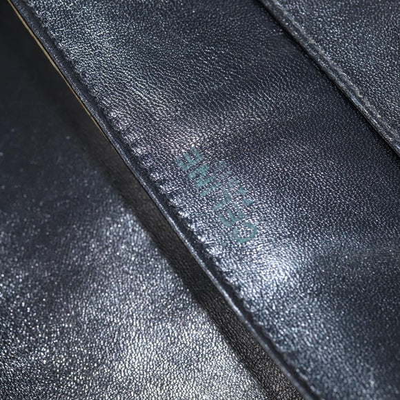 CELINE Shoulder Bag Leather Black Gold Auth bs30310