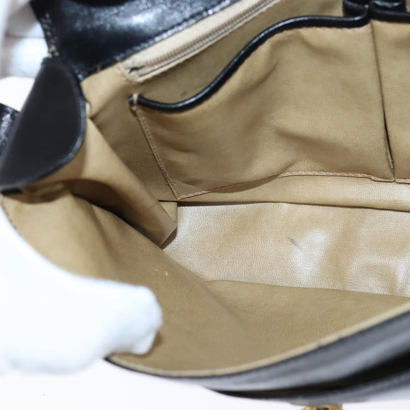 CELINE Shoulder Bag Leather Black Gold Auth bs30310