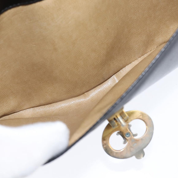 CELINE Shoulder Bag Leather Black Gold Auth bs30310