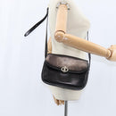 CELINE Shoulder Bag Leather Black Gold Auth bs30310-23