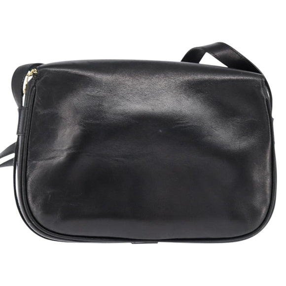 CELINE Shoulder Bag Leather Black Gold Auth bs30310