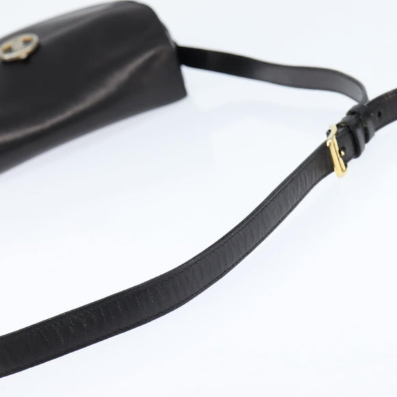 CELINE Shoulder Bag Leather Black Gold Auth bs30310