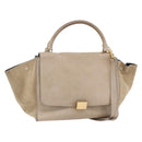 CELINE Trapeze Hand Bag Leather 2way Beige Gold Auth bs30311-1