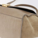 CELINE Trapeze Hand Bag Leather 2way Beige Gold Auth bs30311-9