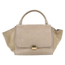 CELINE Trapeze Hand Bag Leather 2way Beige Gold Auth bs30311-13