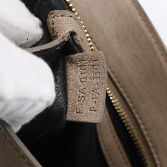 CELINE Trapeze Hand Bag Leather 2way Beige Gold Auth bs30311