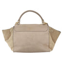 CELINE Trapeze Hand Bag Leather 2way Beige Gold Auth bs30311-2