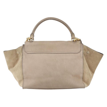 CELINE Trapeze Hand Bag Leather 2way Beige Gold Auth bs30311 - 0