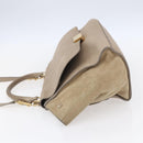CELINE Trapeze Hand Bag Leather 2way Beige Gold Auth bs30311-3