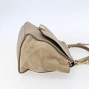 CELINE Trapeze Hand Bag Leather 2way Beige Gold Auth bs30311-4