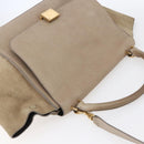 CELINE Trapeze Hand Bag Leather 2way Beige Gold Auth bs30311-6