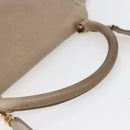 CELINE Trapeze Hand Bag Leather 2way Beige Gold Auth bs30311-7