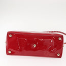 VALENTINO Rock Studs Hand Bag Patent leather 2way Red Gold Auth bs30313-5