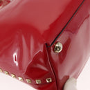 VALENTINO Rock Studs Hand Bag Patent leather 2way Red Gold Auth bs30313-10