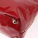 VALENTINO Rock Studs Hand Bag Patent leather 2way Red Gold Auth bs30313-15