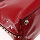 VALENTINO Rock Studs Hand Bag Patent leather 2way Red Gold Auth bs30313-16