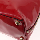 VALENTINO Rock Studs Hand Bag Patent leather 2way Red Gold Auth bs30313-17