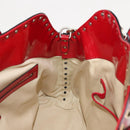VALENTINO Rock Studs Hand Bag Patent leather 2way Red Gold Auth bs30313-20