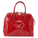 VALENTINO Rock Studs Hand Bag Patent leather 2way Red Gold Auth bs30313-13