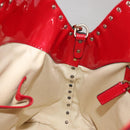 VALENTINO Rock Studs Hand Bag Patent leather 2way Red Gold Auth bs30313-21