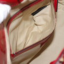 VALENTINO Rock Studs Hand Bag Patent leather 2way Red Gold Auth bs30313-23