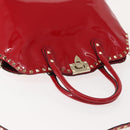 VALENTINO Rock Studs Hand Bag Patent leather 2way Red Gold Auth bs30313-6