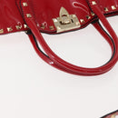 VALENTINO Rock Studs Hand Bag Patent leather 2way Red Gold Auth bs30313-7