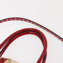 VALENTINO Rock Studs Hand Bag Patent leather 2way Red Gold Auth bs30313-14
