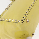 VALENTINO Rock Studs Hand Bag Leather 2way Yellow Gold Auth bs30314-16