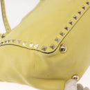 VALENTINO Rock Studs Hand Bag Leather 2way Yellow Gold Auth bs30314-18
