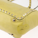 VALENTINO Rock Studs Hand Bag Leather 2way Yellow Gold Auth bs30314-19